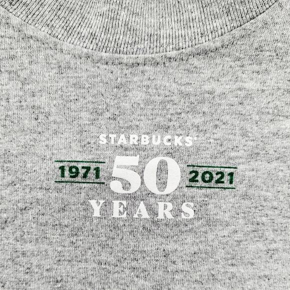 Starbucks 50 Year Anniversary 1971 - 2021 Gray Crewneck Graphic T-Shirt Size L - Picture 2 of 8